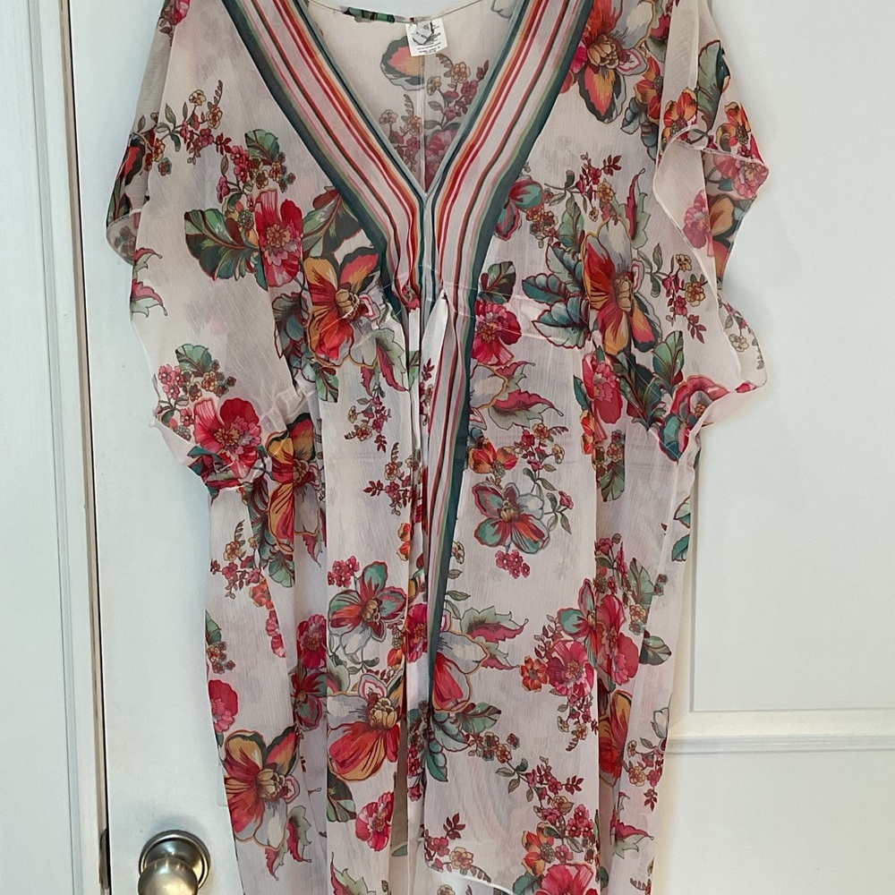 Floral V-Neck Sheer Cover up